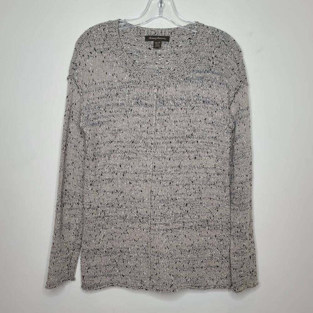 Tommy Bahama tan speckled boucle long sleeve sweater - XS